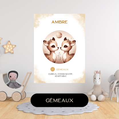 Tableau personnalisé - Bébé/enfant Gémeaux (22 mai-21 juin)
