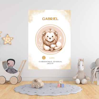Tableau personnalisé - Bébé/enfant Lion (23 juillet-22 août)