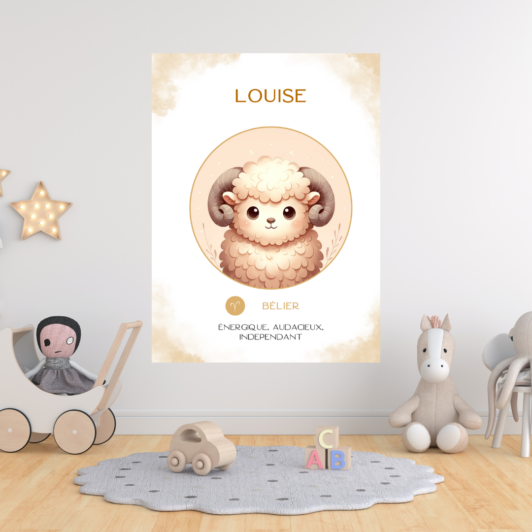 Tableau personnalisé - Bébé/enfant Bélier (21 mars-20 avril)